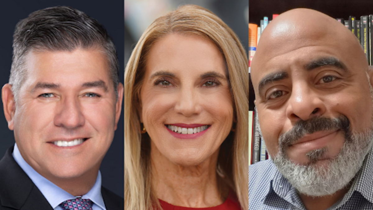 Miami-Dade County Commission District 5 candidates Joe Sanchez, incumbent Vicki Lopez and Rob Piper.